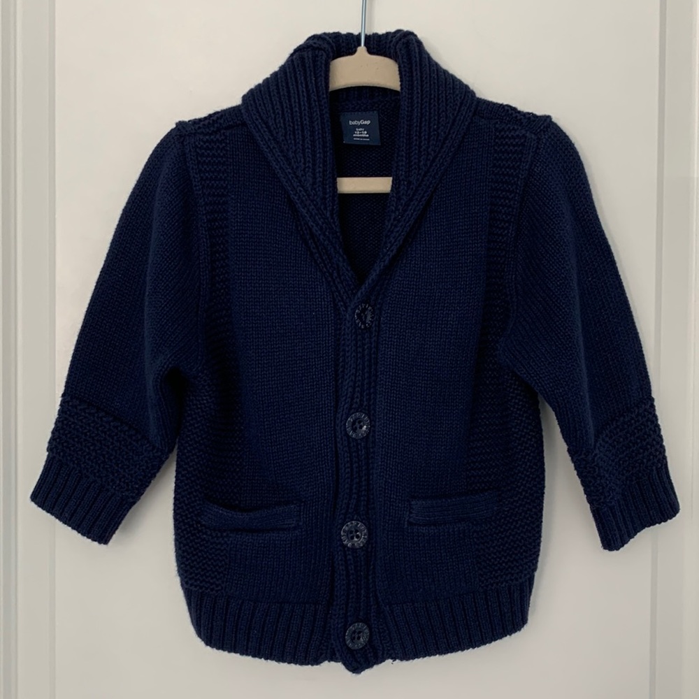 babyGap Navy Shawl Collar Cardigan Sweater 12-18m